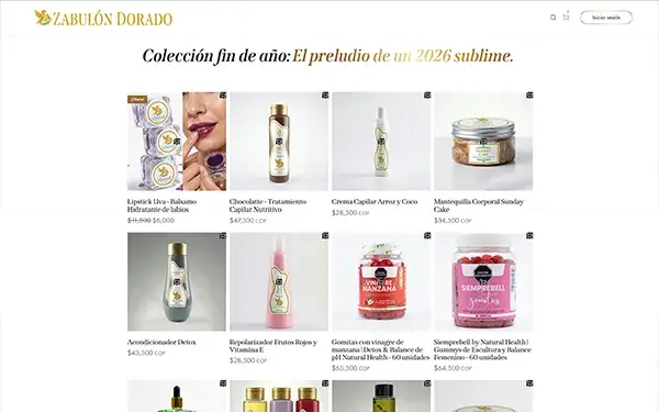 Diseño de marca y tienda online para Zabulón Dorado - E-commerce de productos de belleza y cuidado del cabello